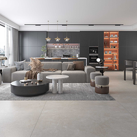 Carrelage en porcelaine gris clair aspect pierre 750x1500mm, veinage subtil, étanche, antidérapant, moderne, pour sol, mur, salle de bain, supermarché, salon
