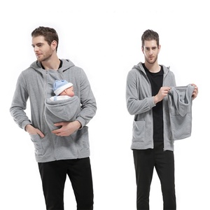 Felpe 2021 multifunzionale marsupio bambino papà padre felpe invernali cappotto da indossare con cerniera spessa <span class=keywords><strong>giacca</strong></span> di cotone - Product Image 4