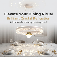 Lustre LED moderne doré, design ciel étoilé lune et étoiles, suspension réglable en hauteur, 75W, 50cm, 3 couleurs changeables pour chambre à coucher