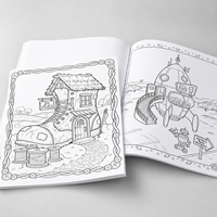 Libro de Dibujo para Adultos con Escenas de Tiendas Fantásticas y Pueblos Acogedores, para Aliviar el Estrés, Papel Kraft