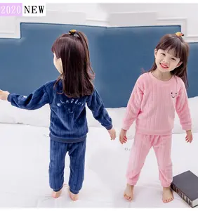 2020 kış sıcak kalın çocuklar pijama pazen iç çamaşırı çocuk giyim seti