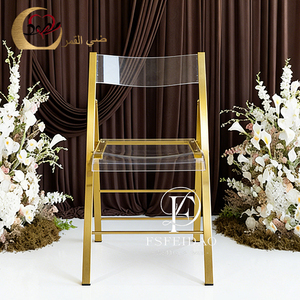 Chaise de salle à manger pliante moderne en acrylique transparent avec structure en acier inoxydable pour la maison et les appartements - Product Image 2