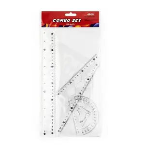 school different types 30cm promotion 4pcs geometric school ruler set