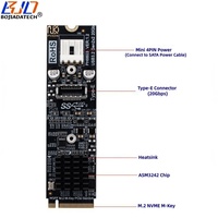 Tarjeta de Expansión Adaptadora USB 3.2 Tipo-E de 20 Gbps con Conector Frontal Tipo-C a NGFF M.2 PCIe NVME M-Key ASM3242 para Escritorio, Nueva de Fábrica