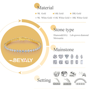 Venta al por mayor 9K <span class=keywords><strong>14K</strong></span> 18K Real Solid <span class=keywords><strong>Gold</strong></span> Iced Out Jewelry 4mm <span class=keywords><strong>Diamond</strong></span> 10ct in Total <span class=keywords><strong>Tennis</strong></span> Chain <span class=keywords><strong>Bracelet</strong></span> - Product Image 2