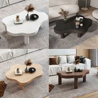 Table basse en bois massif multifonctionnelle en forme de nuage, style nordique minimaliste moderne pour petit salon