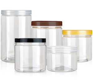 Large plastic container for packing food dampproof PET jars for candy cookie plastic bottle with plastic or aluminum cap