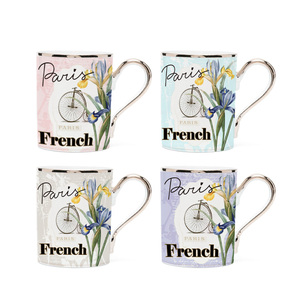 Tasse souvenir personnalisée écologique en porcelaine française <span class=keywords><strong>Paris</strong></span> cadeau touristique conception florale eau café lait tasse avec poignée en <span class=keywords><strong>or</strong></span> - Product Image 3