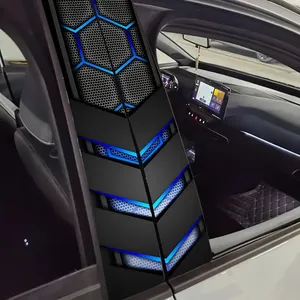 Pegatinas Personalizadas para el Pilar B del Coche, 2 Piezas, Resistentes a los Arañazos, Impermeables, Autoadhesivas, con Acentos Azules Hexagonales, Calcomanías de PVC - Product Image 3