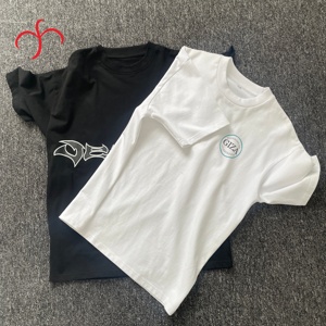 T-shirt da uomo bianca a costine di alta qualità, in tessuto spesso, personalizzabile con stampa serigrafica, all'ingrosso a buon prezzo - Product Image 1