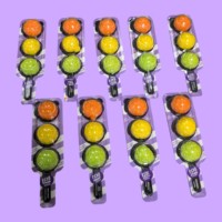 Sucette guimauve en forme de feux de circulation, en gros, avec perles de 3 couleurs, bonbons mous fourrés, saveur mangue, collation pour enfants.