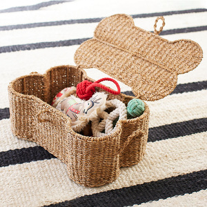 Cesta de almacenamiento tejida a mano con forma de hueso, organizador de juguetes para decoración de habitación infantil - Product Image 1