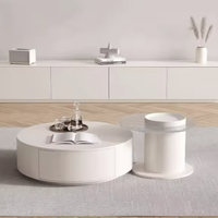 Ensemble de tables basses chic et luxueuses, style crème, noir et blanc, rond, champignon, petit espace, minimaliste, moderne, élégant, salon, usage domestique