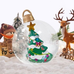 PVC Christmas Ball With Lighted <b>Tree</b> Design Round Ornament For Holiday Decorations - Product Image 1