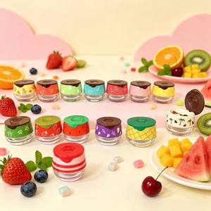 ISMAN Contenants vides pour baume à lèvres (pastèque, pomme), emballages mignons pour gommage à lèvres, pots à crème au miel avec cuillère et brosse 6g - Product Image 1