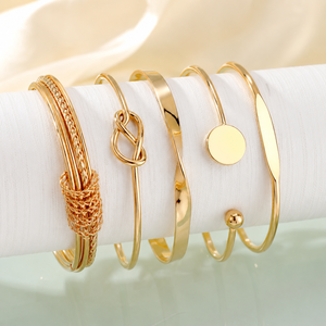 Punk Bracelets <b>Set</b> for Women Gold Color <b>Bead</b> Cuban Chain Irregular Bracelet Layered Hand Charm Bracelet <b>Set</b> - Product Image 1