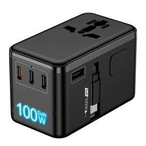 Ouliyo GAN PD100W อะแดปเตอร์เดินทางอเนกประสงค์ปลั๊กท่องเที่ยวพร้อมสายเคเบิ้ลพับเก็บได้ชนิด <span class=keywords><strong>C</strong></span> ของขวัญขององค์กรที่ชาร์จทั่วโลก - Product Image 1