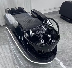 Fauteuil de lavage électrique moderne pour spa capillaire avec circulation d'eau, mobilier de salon de coiffure noir - Product Image 2