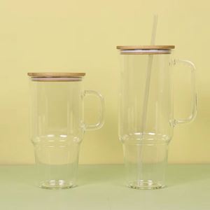 Vaso de Vidrio Reutilizable Ecológico de 32 oz con Asa para Auto, Reduce el Desecho de Artículos Desechables - Product Image 4