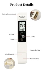 Medidor Digital de Temperatura, EC y TDS Portátil e Impermeable para Análisis de Agua - Product Image 4