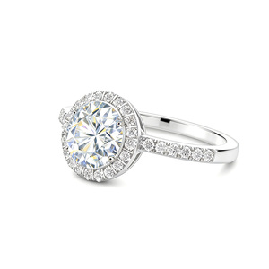 Anello Halo con <span class=keywords><strong>Diamante</strong></span> CVD di Alta Qualità, Pietra Centrale 0.8-1.5ct, Prezzo Diretto di Fabbrica per Gioiellerie - Product Image 1