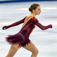 Robe de patinage artistique rouge vin à imprimé flamme et strass, manches longues, jupe à franges pour enfants et adultes, performance de patinage sur glace