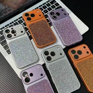 Funda de lujo elegante y femenina con diseño de rombos brillantes para iPhone 13 14 15 16 17 Pro Max, cubierta trasera de diseño para mujer, de fábrica. - Product Image 1