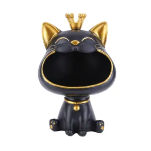 2023 TOP SELLING RESIN BLACK WHITE ANIMAL BIG MOUTH KING CAT KITTEN HOUSE DECORATIVE HOLIDAY GIVEAWAY GIFT CANDY KEY BOX STATUES