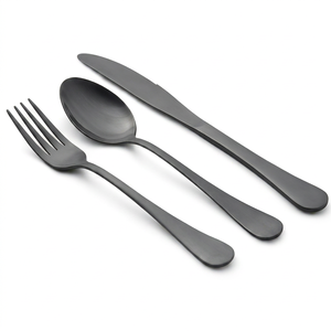 Juego de cubiertos negros de lujo, elegantes cubiertos plateados para mesa de comedor, bodas, fiestas, cocina, hotel, restaurante, decoración de mesa premium - Product Image 1