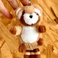 Mini Peluches Red Panda Bag Charm Plush Raccoon Keychain Plushie Stuffed Animal Raccoon Tail Plush Key Chains for Claw Machine