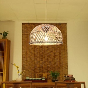 Rattan Chandelier Round E27 Led <b>Light</b> For Bedroom Tea Room <b>Dining</b> Room Southeast Asian Japanese Style Pendant <b>Light</b> - Product Image 5