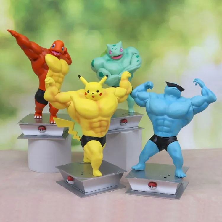 Action Figure Anime, patung tokoh aksi Pvc seri binaraga, Squirtle Bulbasaurs, patung Gk