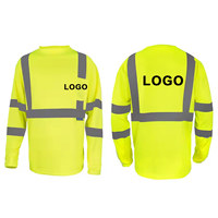 Camisetas de Trabajo de Seguridad Reflectantes para la Construcción con Logotipo Personalizado, Manga Larga, Secado Rápido, Tipo Birdseye, para Trabajadores Hombres, con Bolsillos
