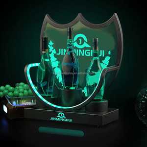 Bouteille de LED écologique Glorifier <span class=keywords><strong>3</strong></span> bouteilles affichage Logo gravé bouclier forme métal acrylique détail fête boîte de nuit accessoire - Product Image 4