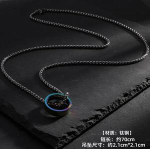 2025090999 70cm 스테인레스 스틸 체인 목걸이 스테인레스 스틸 레인보우 링 펜던트 남성 여성 - Product Image 3