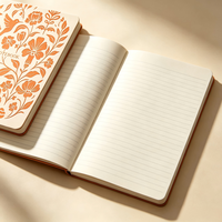 Carnet à couverture rigide personnalisé, motif floral colibri orange en relief, journal d'écriture relié, cadeau, agenda