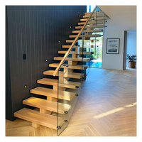 Escalier droit en bois, en marbre, avec un design minimaliste et des marches antidérapantes, facile à installer
