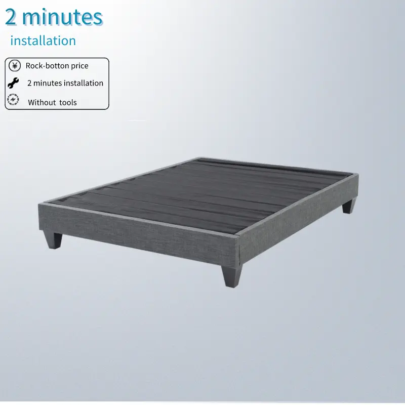 OEM Wood Double Single Queen California King Size Grey Bed Frame Assembly Wooden Slat Bed Base For Hotel Beds