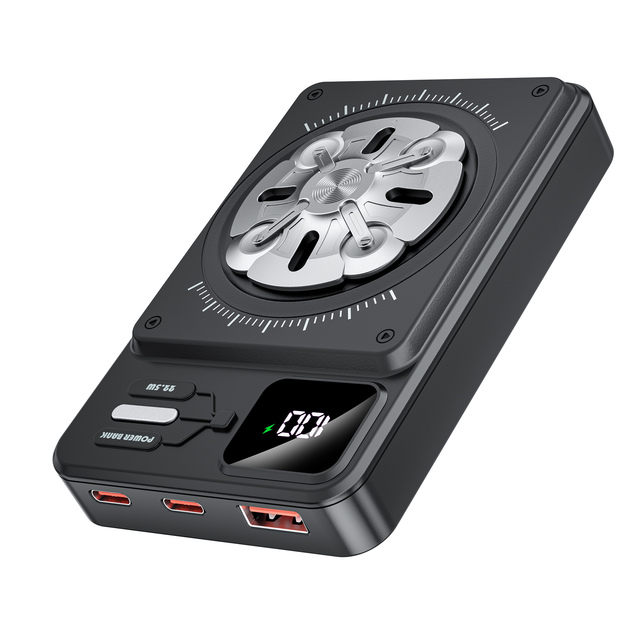2025 New Product Large Capacity PD22.5W Fingertip Gyro Digital Display Wireless Charging Portable Battery Power Bank 10000mAh