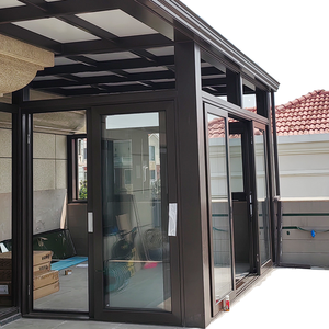 Veranda de Vidrio para Exteriores Aprobada para <span class=keywords><strong>4</strong></span> Estaciones, Invernadero de Acero para Jardín, Casas de Vidrio para Aplicaciones en Hoteles y Escuelas - Product Image 1