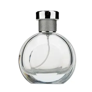 Toptan özelleştirilmiş yuvarlak parfüm şişesi Spot boş sprey parfüm 50ml 100ml cam parfüm şişesi
