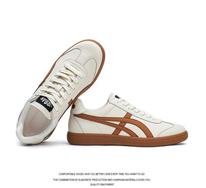 Chaussures de sport décontractées pour hommes/femmes, respirantes, en maille, avec dessus en cuir artificiel, style rétro, à lacets, à semelle plate - Product Image 5