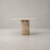 Tables à manger personnalisées faites à la main OAKEN avec plateau en marbre, tables rectangulaires modernes en bois massif pour salle à manger, meubles pour la maison