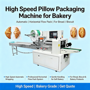 Machine d'emballage automatique à grande vitesse pour pain, biscuits et produits de boulangerie - Système d'emballage horizontal professionnel - Product Image 1