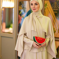 Date Modèle Musulman Longue Robe Islamique Abaya Modeste Mode Simple Style Robe Respectueux De La Peau Crêpe Plaine Dubaï Abaya 2 Pièces Ensemble