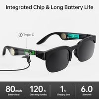 Lunettes de soleil intelligentes E03 avec traducteur IA pour plus de 150 langues, longue autonomie, protection UV, étanches IPX5