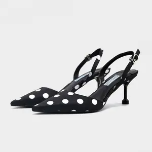 Hot selling ladies summer thin high heeled pointed toe sandals women's polka dot sexy high heel shoes L294