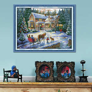 Tranh thêu chữ thập Trung Quốc 14CT Giáng Sinh đang được bán, đồ trang trí nhà cửa, thêu chữ thập, tranh thêu ngày lễ, tranh thủ công tự làm - Product Image 2