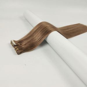 Amygirl Factory Straight European Virgin Cuticle Machine Double Weft Injected Tape Remy <b>Hair</b> Grade <b>Seamless</b> Human <b>Extension</b> - Product Image 1