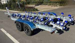 <span class=keywords><strong>Remorque</strong></span> de <span class=keywords><strong>bateau</strong></span> en aluminium à essieu tandem à rouleaux oscillants à chargement facile de 8,2 m avec certification VIN CE DOT, adaptée aux bateaux de 7 m - Product Image 4